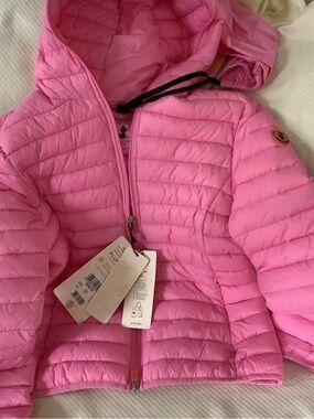 SAVE THE DUCK  Pink Quilted Puffer Jacket with Hood